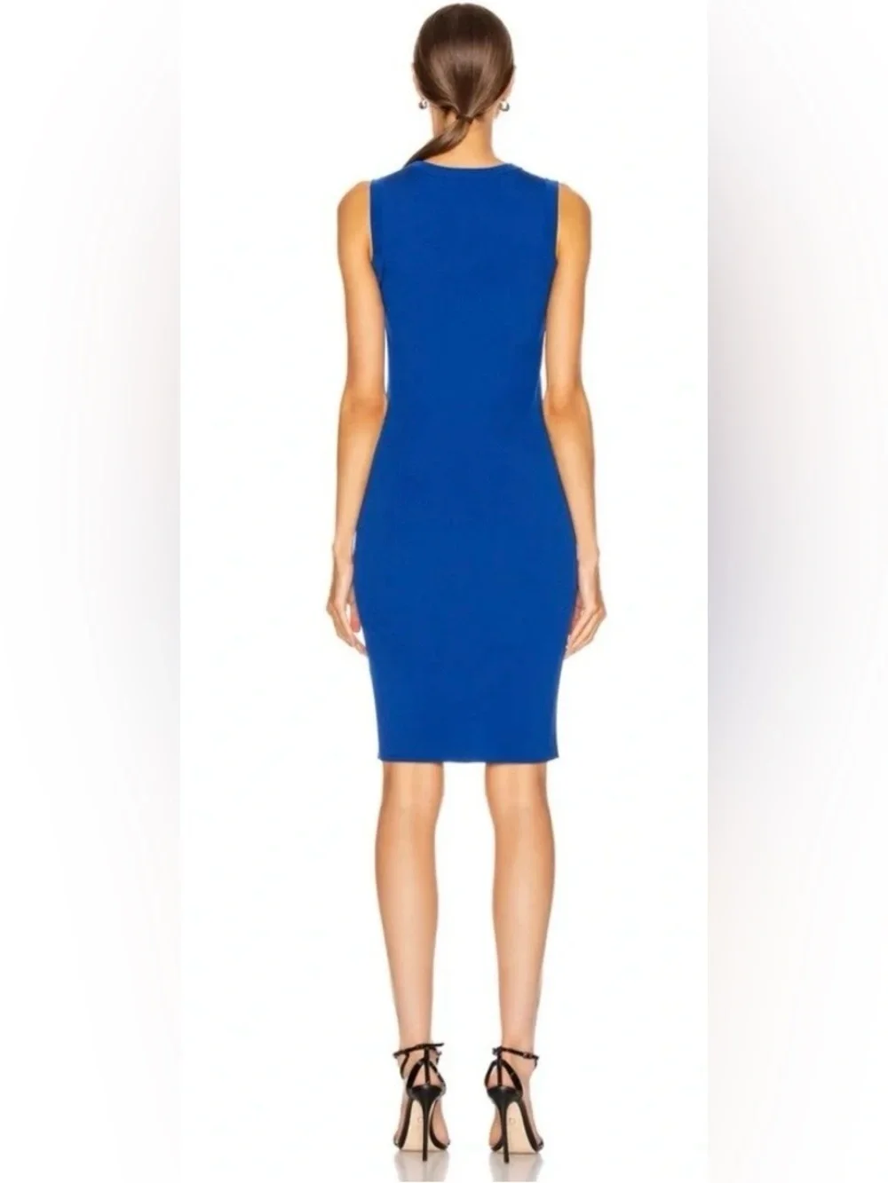Helmut Lang Sleeveless Crew Neck Bodycon Knit Dress in Azurite Blue - Picture 11 of 12
